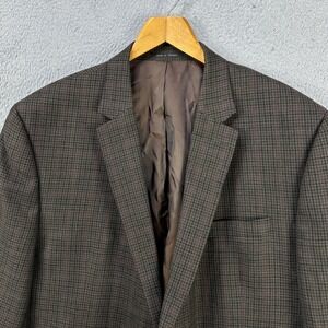 Lauren Ralph Lauren 100% Wool Blend Blazer‎ Sport Coat Mens 52L Brown Red Plaid